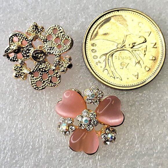 Pink Enamel Flower Small Earrings - Picture 9 of 12